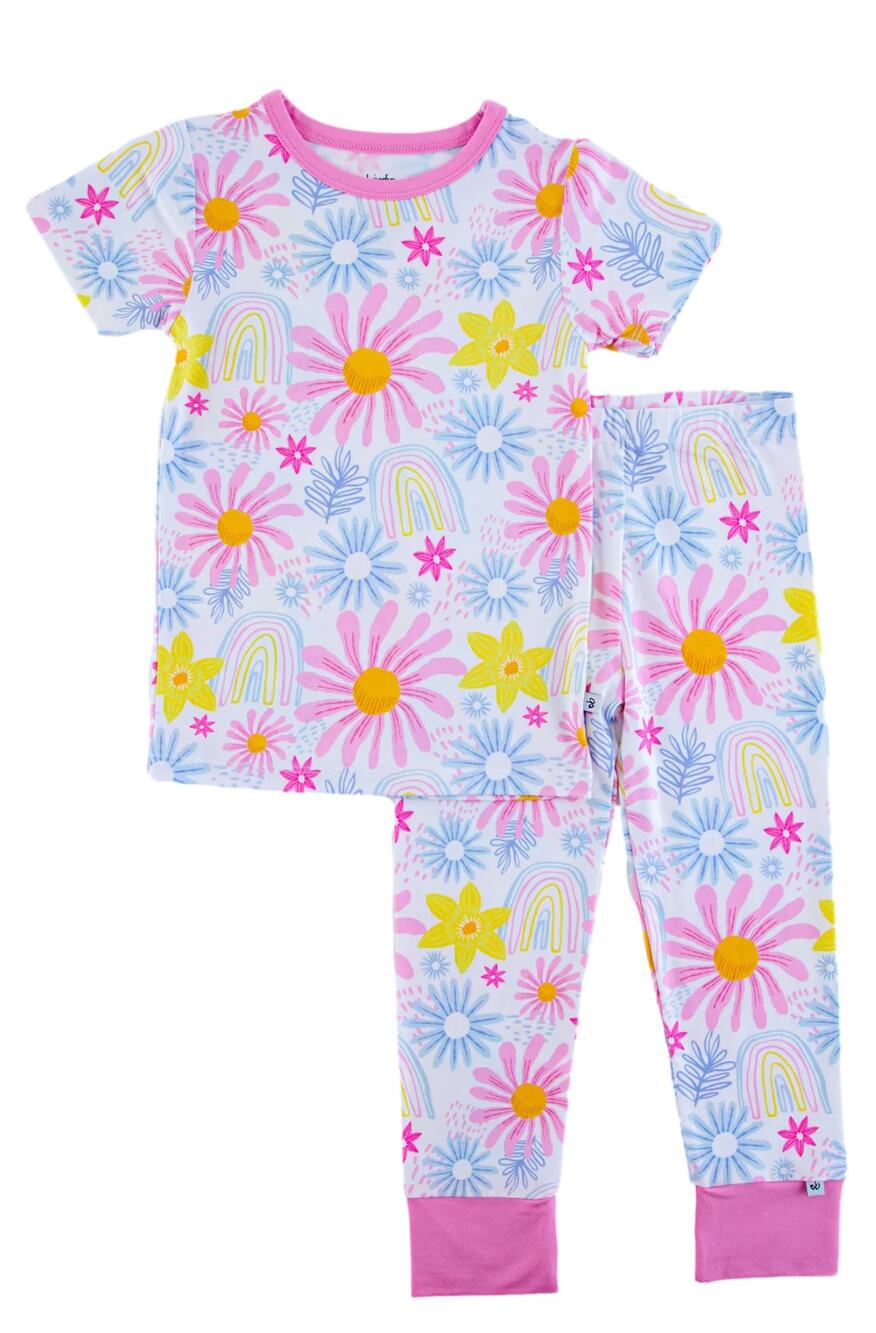 Birdie Bean Delia 2 Piece Pajamas Bamboo Shirt Pants Girls Size 6T Pink Floral